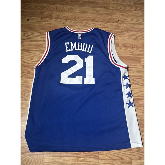 Adidas Philadelphia 76ers Joel Embiid 21 Blue Men Jersey Size Large - Picture 1 of 8